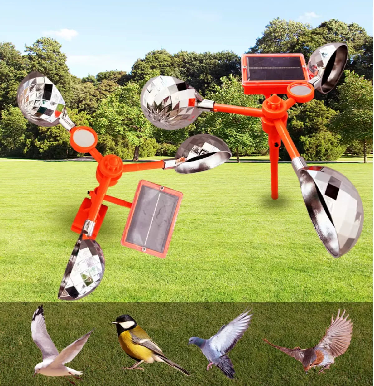Répulsif Solaire Anti-Oiseaux – 360° Rotation